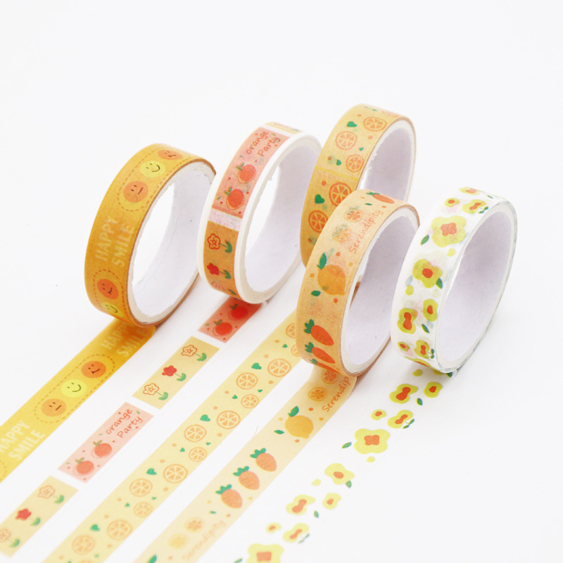 COD✨5Pcs/Set Washi Tape DIY Decorative Stickers Selotip Vintage Aesthetic lucu Kreatif/Solatip Diary Scrapbooking DIY Warna Solid Untuk Alat Tulis-Yimer