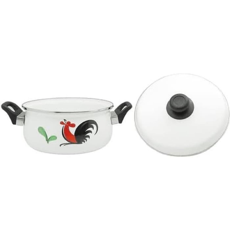 Panci Kukuruyuk Seri Dutch Oven Pot Sup Masak Handle Anti Panas Enamel Alat Masak MPASI Bayi Pot Sup Kaldu Cat Enamel