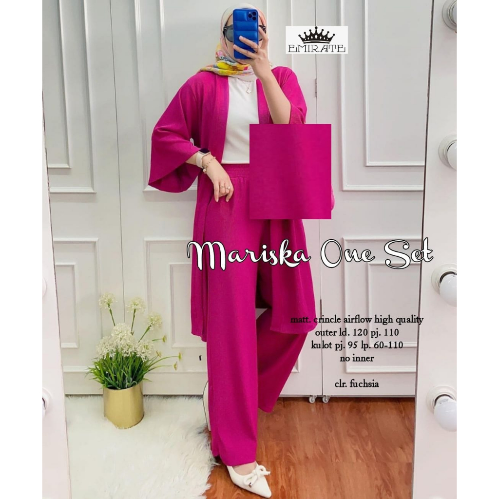 setelan wanita kekinian murah crinkle airflow kulot high quality inner outer lengan panjang ld 120 m
