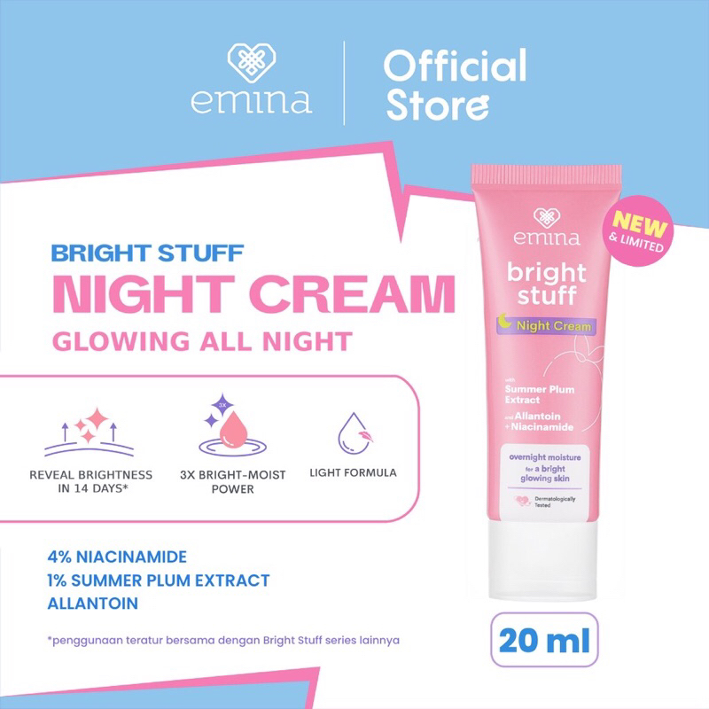 [BISA COD] Emina Bright Stuff Night Cream - Night Cream Emina - Krim Malam Emina - Emina Bright Stuff - Pelembab Emina