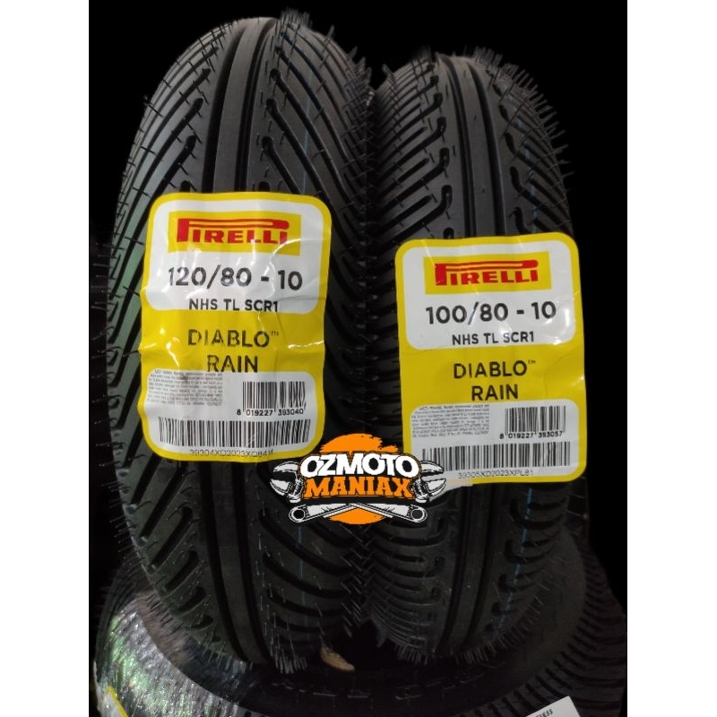 Paket Ban Pirelli Diablo Rain 100/80-10 & 120/80-10 (Set Ban Mini GP)
