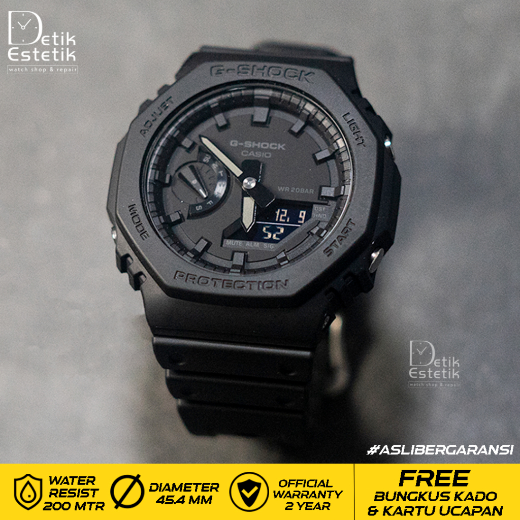 Jam Tangan Casio G-Shock GA-2100-1A1 / GA21001A1 Men Digital Analog Dial Full Black Original