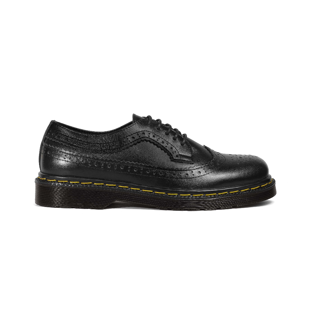 Athar Savannah - Sepatu Wingtip Pria Low Boots Kulit Asli Hitam
