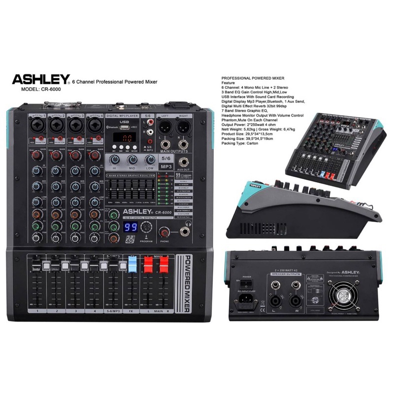 Power Mixer Ashley CR-6000 6ch ORIGINAL