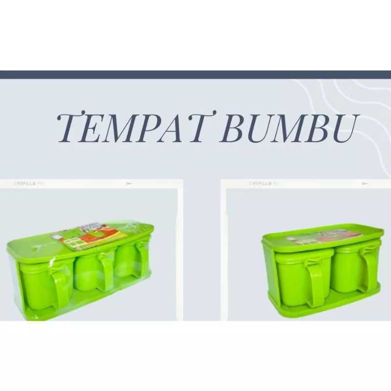 TEMPAT KOTAK BUMBU HIJAU 2 IN 1 3 IN 1