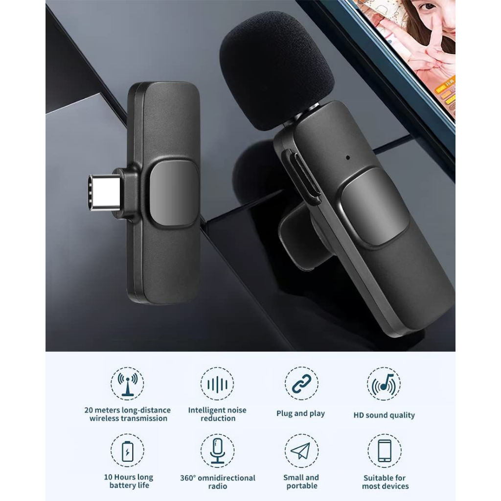 K8 Microphone Mic Clip On Youtuber Wireless Usb/Mic Bluetooth VENUS ACC