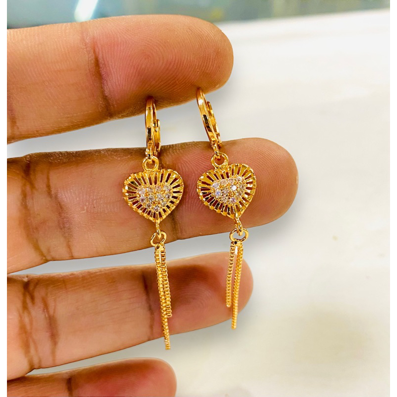 Anting wanita anting gantung pernata tetes air lapis emas