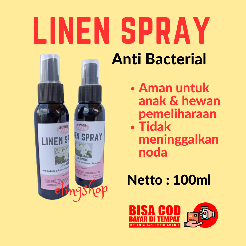 Linen Spray Anti Bacterial Pewangi Pengharum Parfum Sprei Selimut Baju Pakaian Karpet Ruangan Aroma Jasmine Tahan Lama 100 ml
