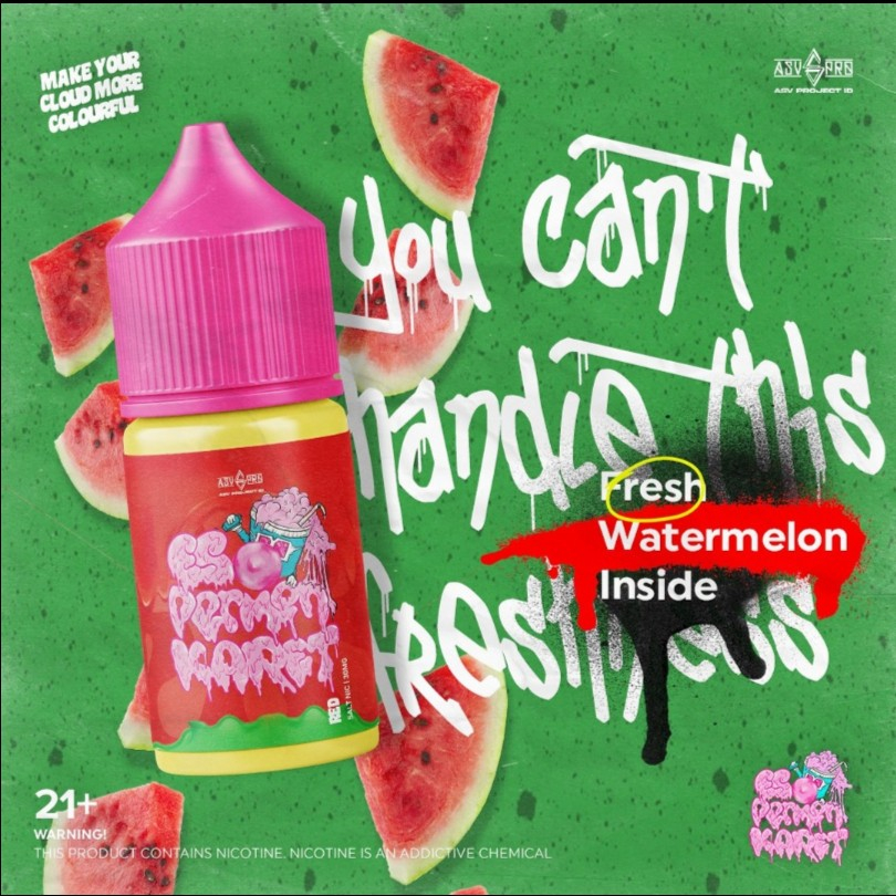 Es Permen Karet Red Watermelon Salt Nic 30ML by Asvproject