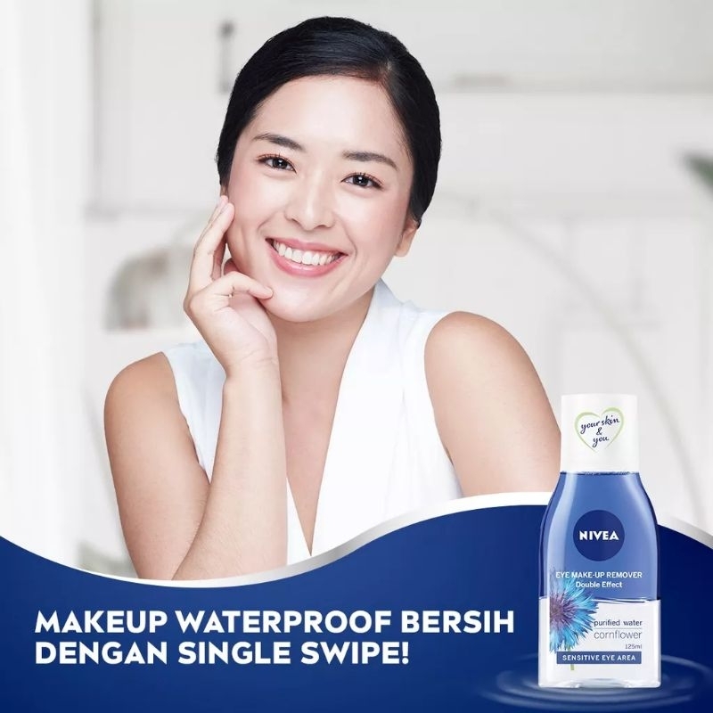 Nivea Double Effect Eye Make Up Remover 125ml Purified Water Corn Flower 125ml