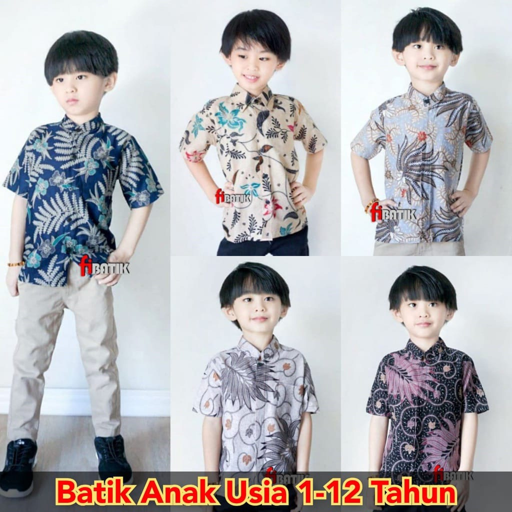 [TERLARIS] batik anak - baju batik anak laki laki umur 1-12 tahun hem batik anak pendek premium quality