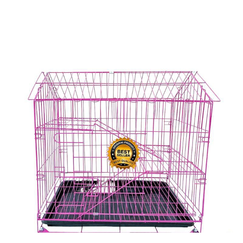 Kandang Kucing 2 Tingkat Musang Hamster Kelinci Tupai Bentuk Rumah Atap Tingkat Lipat Hewan Pelihara