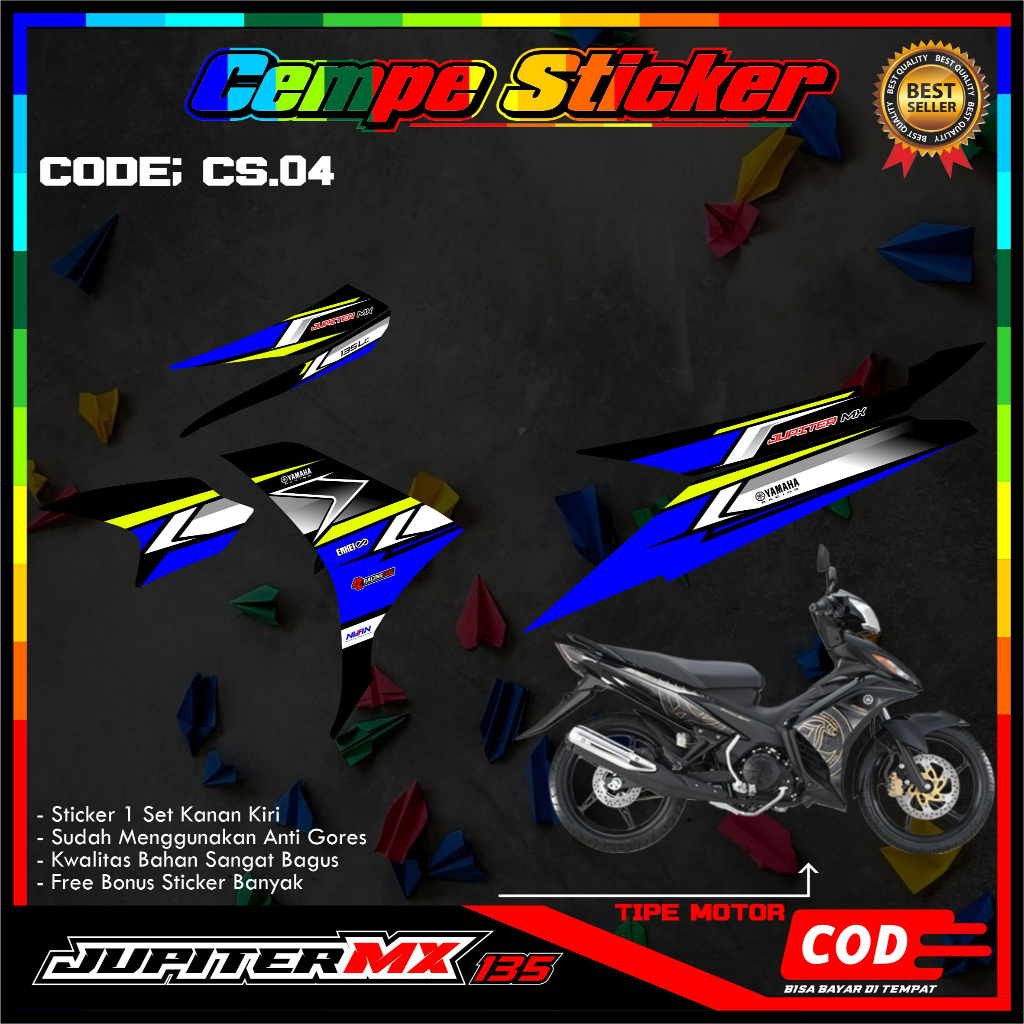 Stiker Lis Variasi JUPITER MX NEW 135 Decal Striping Standar JUPITER MX 135 Premium Racing CM04