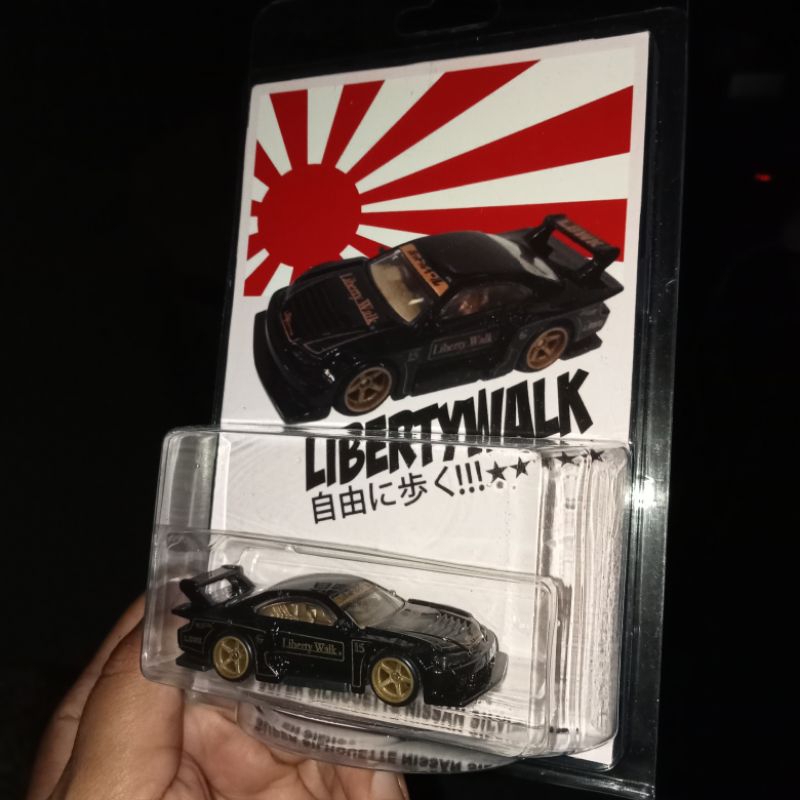 Custom Card LBWK Super Silhouette Nissan Silvia S15 Black Rubber Tires Free Protector Hw Hot Wheels 