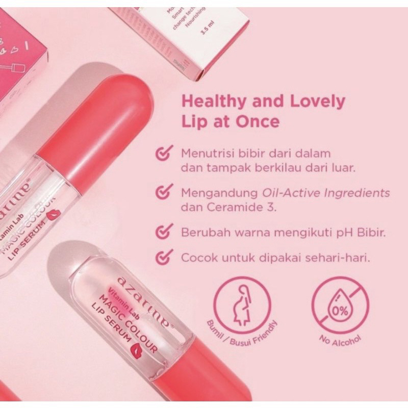Azarine Magic Colour Lip Serum 3.5ml Original BPOM Pelembab Bibir Color