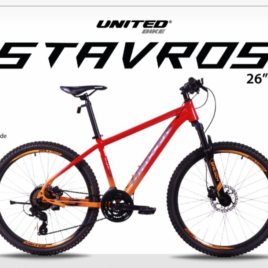 Sepeda gunung mtb 26 inc alloy united stavros 24 speed shimano rem oli hidrolik SNI NEW