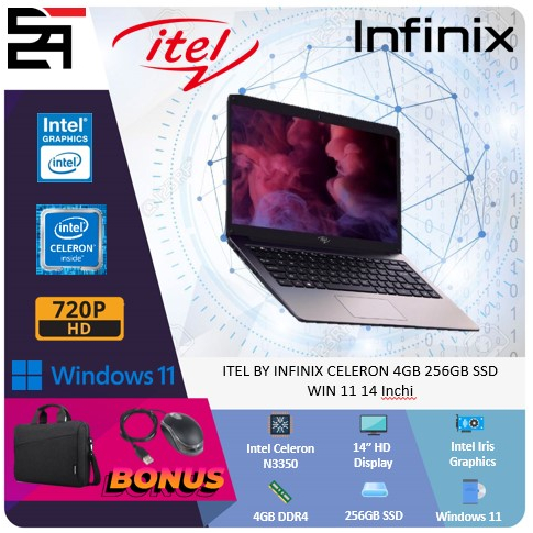 ITEL By Infinix Celeron 4GB 256GB SSD Windows 14 Inchi