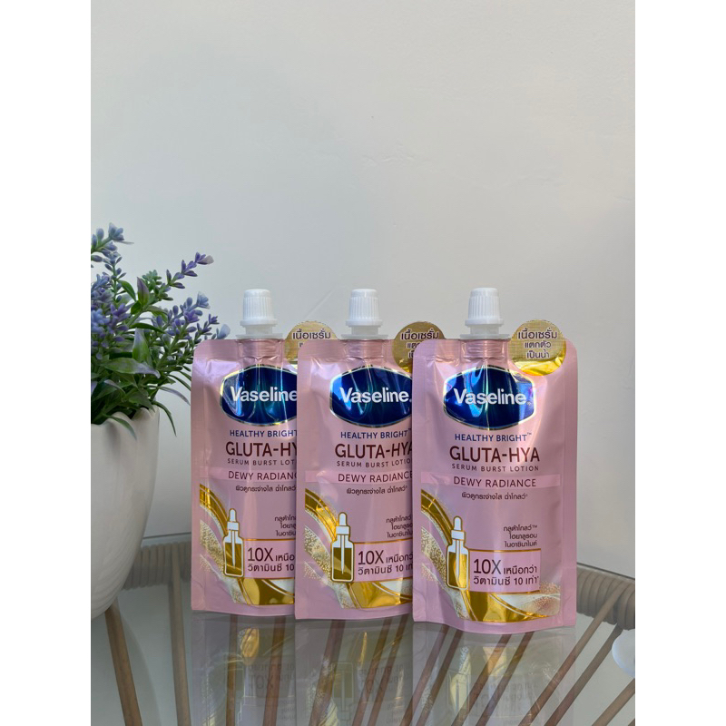 VASELINE GLUTA HYA SACHET 30ML DEWY RADIANCE PINK ORI THAILAND