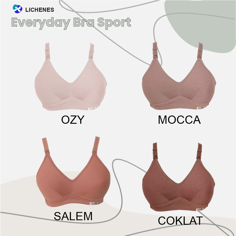 LICHENES - (6 pcs) Bra Sport 34-50 Busa Tipis Tanpa Kawat BH DEWASA
