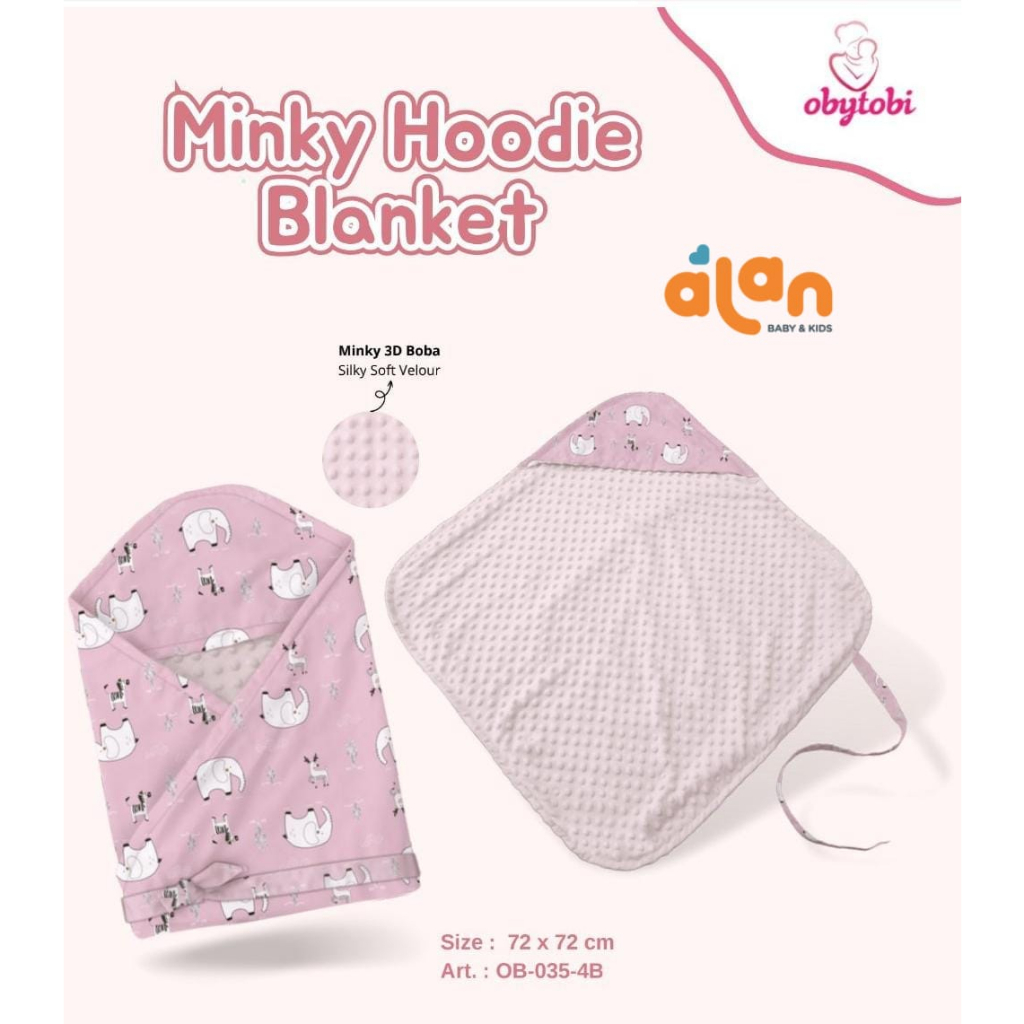 Obytobi OB-035-4B Minky Hoodie Blanket 72x72cm / Selimut Bayi