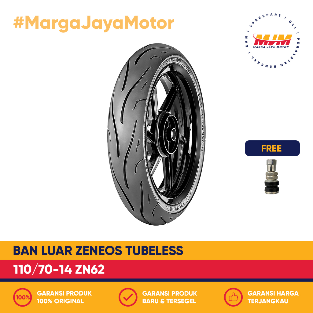 Ban Luar Zeneos ZN62 110/70-14 Tubeless Free Pentil