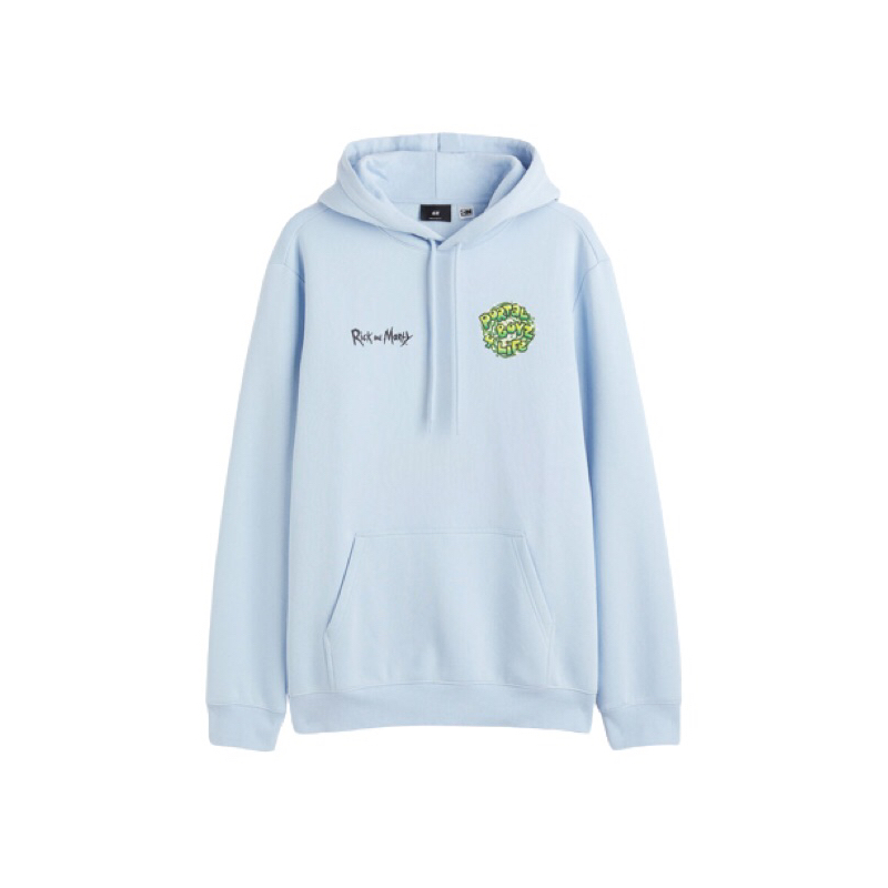 (8.8) Hoodie H&amp;M Rick and Morty Portal Boyz Light Blue Sweater HnM Pria Wanita