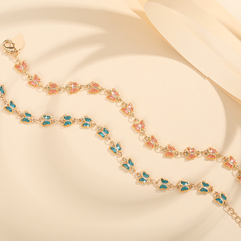 Y142 [COD✔] Gelang Dekorasi Kupu-kupu Mewah Wanita Gelang Rantai Titanium Anti Luntur Bisa Disesuaikan