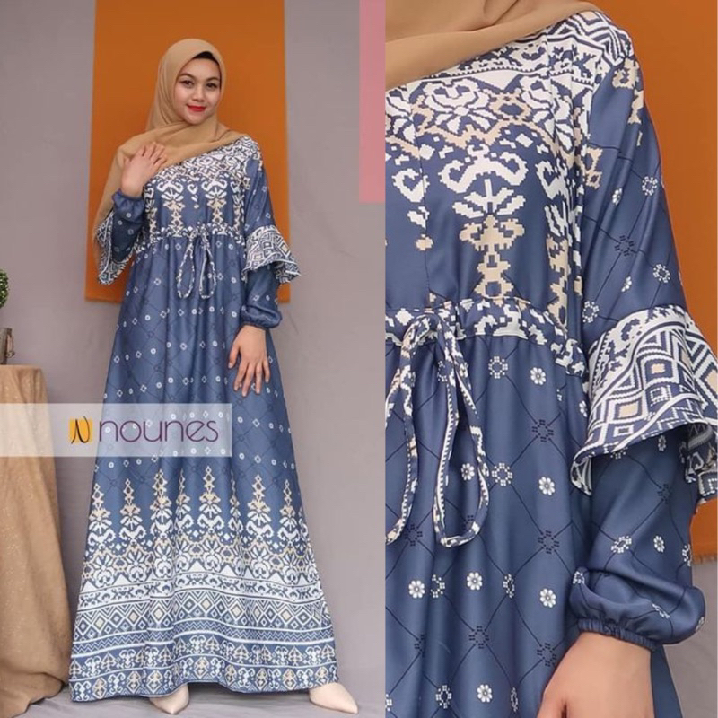 Gamis Maxmara Motif Terbaru Busui Resleting depan | Gamis Kondangan Termurah