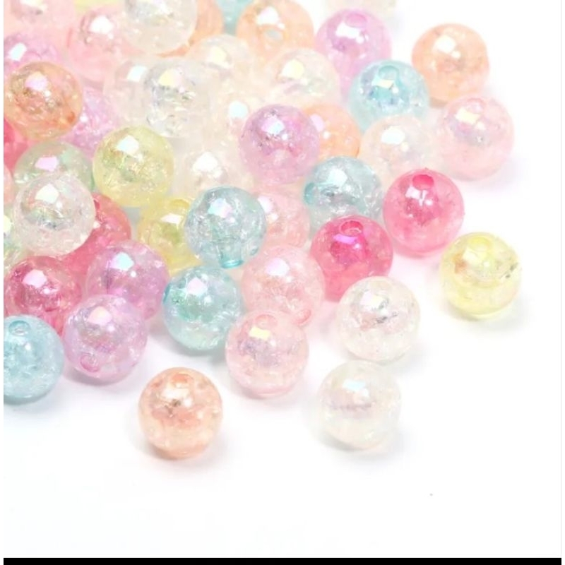 (50 PCS) Mote Es Retak Manik Manik Ice Bola Kaca Retak Akrilik