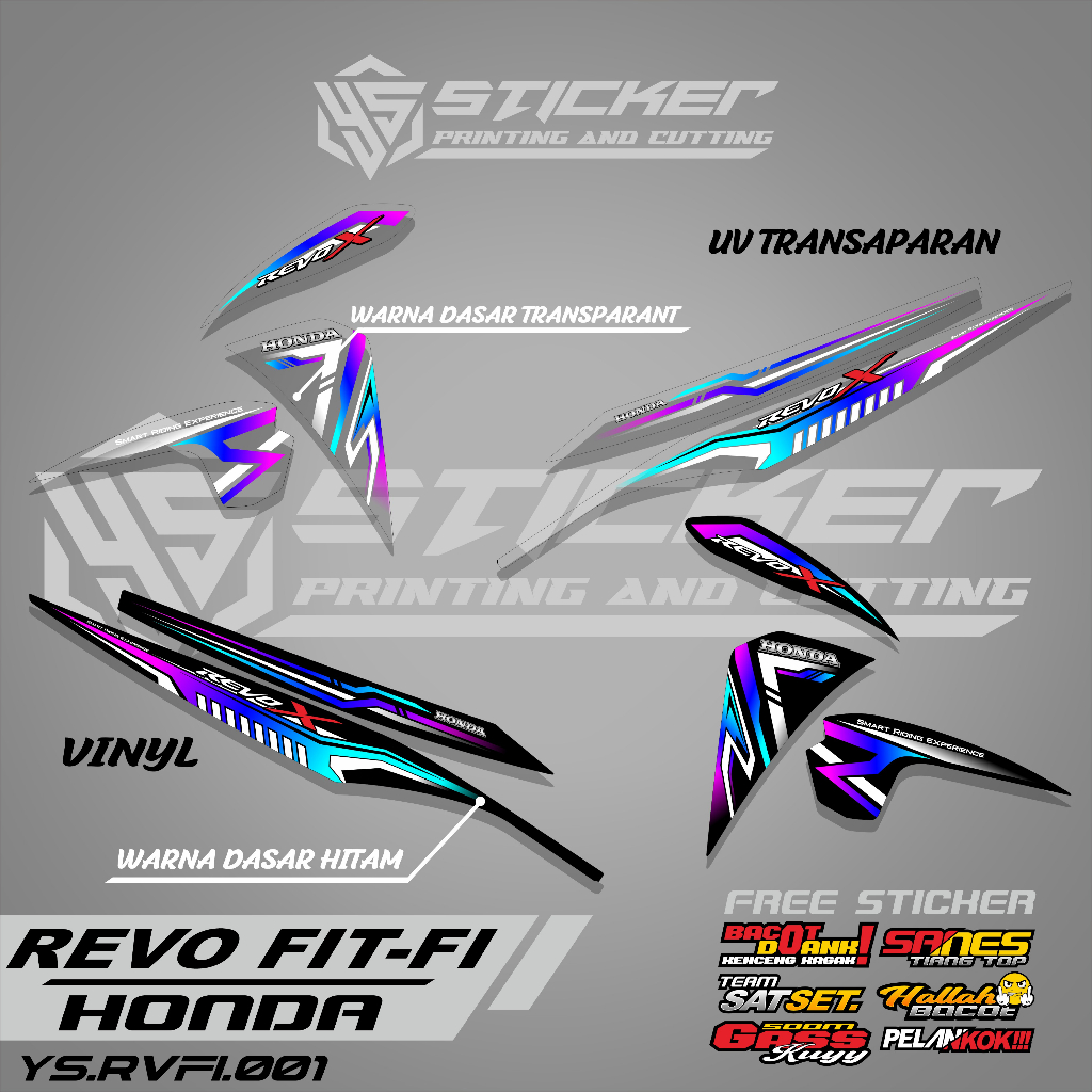 Stiker Striping REVO FIT FI  - Sticker Striping Modifikasi List Variasi Vinyl UV Transparant Hologra