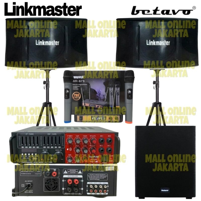 Paket karaoke Linkmaster 10 inch sound system rumah + subwoofer aktif betavo 12 inch sa120