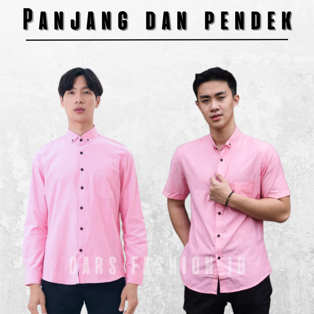 Oars.ID kemeja pink softpink ping polos pria lengan pendek dan panjang - kemeja murah - pakaian warna pink - pakaian pria