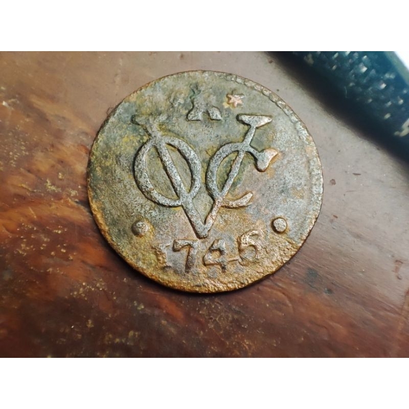 Uang koin Belanda asli  langka Tahun 1746 Koin VOC