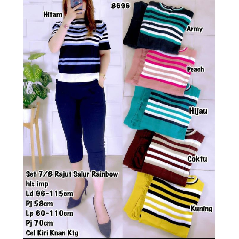 set 7/8 rajut salur rainbow