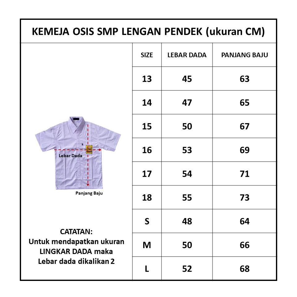 Baju Seragam Sekolah SMP Kemeja Putih Lengan PENDEK