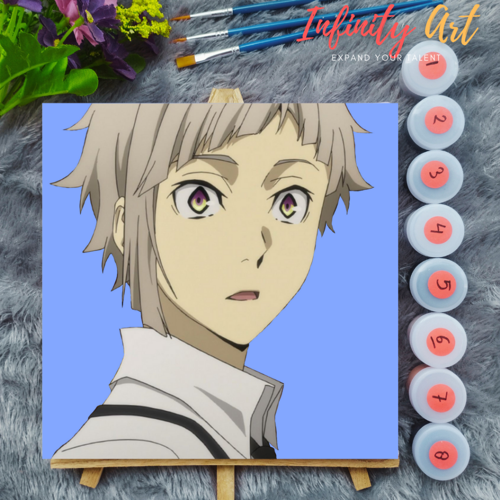 

Paint by Number Anime Bungo Stray Dogs Atsushi Nakajima Dazai Ranpo Chuya - DIY Kit Melukis Kanvas 20x20 cm Lengkap Frame - Siap Lukis / Canvas Painting Kit