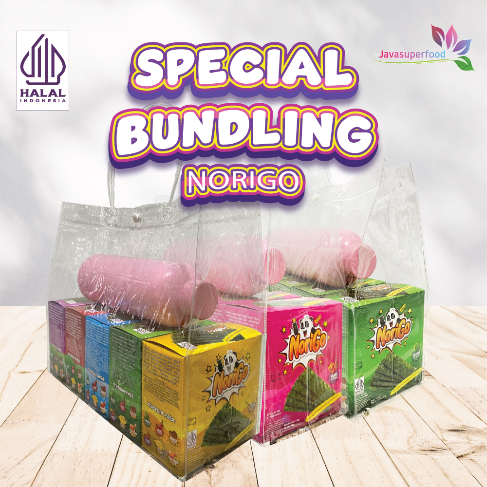 (PAKET BUNDLING) Norigo 5 Box Free Tumbler / Nori Sachet Seaweed Snack 3g