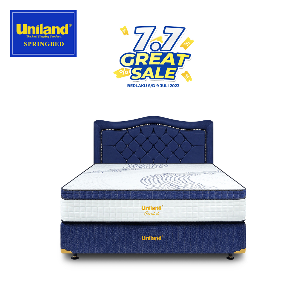 Uniland Springbed Gemini Plushtop Navy - Kasur Spring Bed Fullset