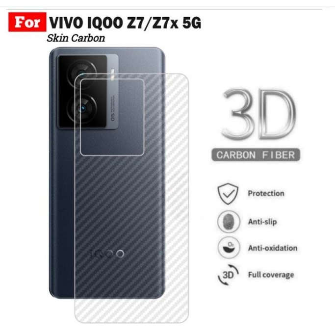 VIVO iQOO Z7 5G iQOO Z7X 5G Anti gores belakang skin karbon garskin motif carbon anti jamur pelindung belakang