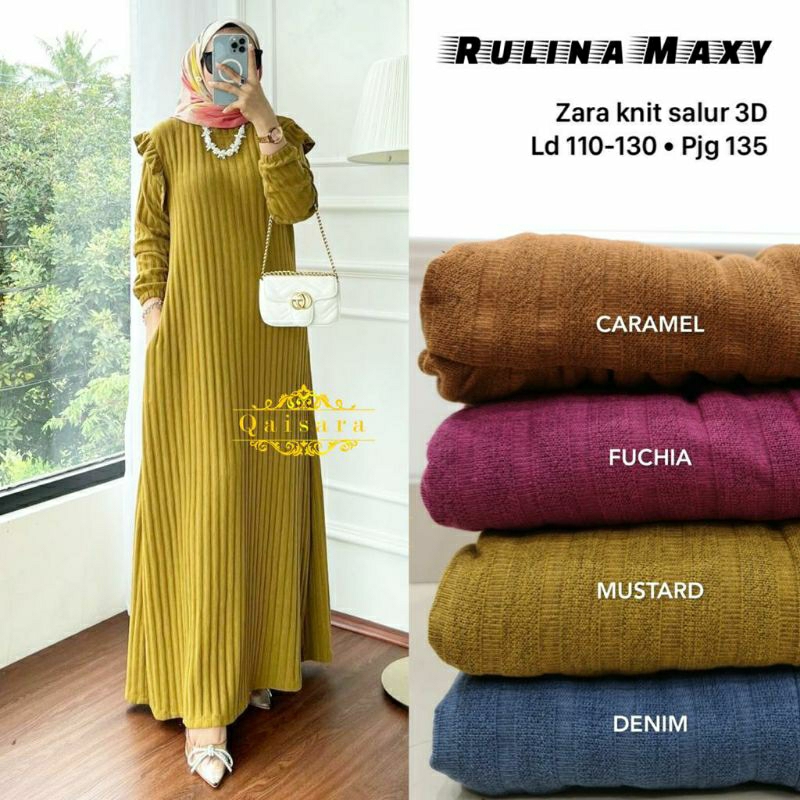 Rulina maxy-dress wanita maxy bahan Zara knit import