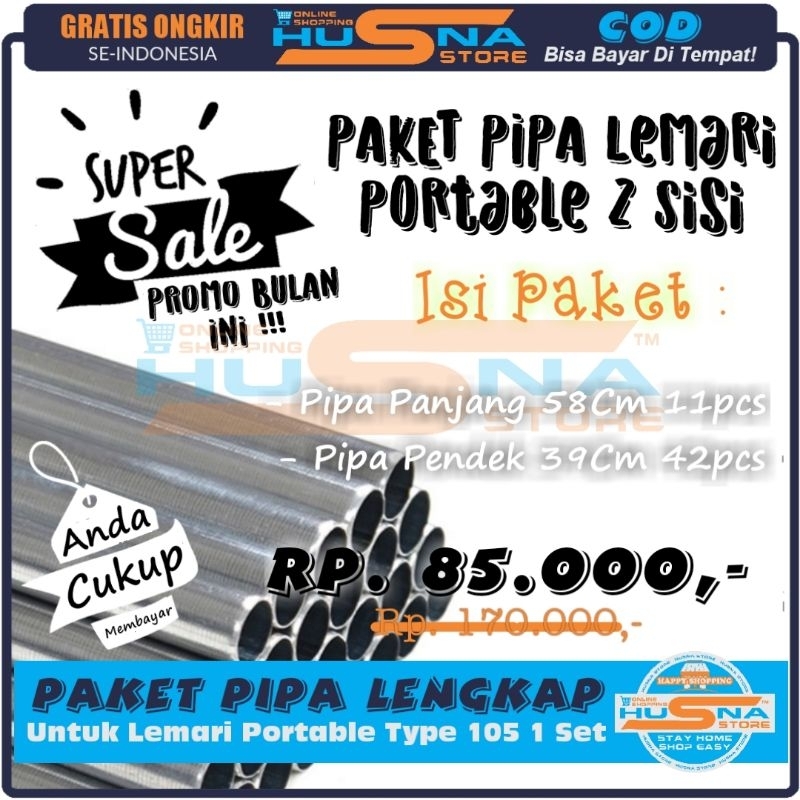 PAKET PIPA LENGKAP LEMARI PORTABLE 2 SISI & 3 SISI