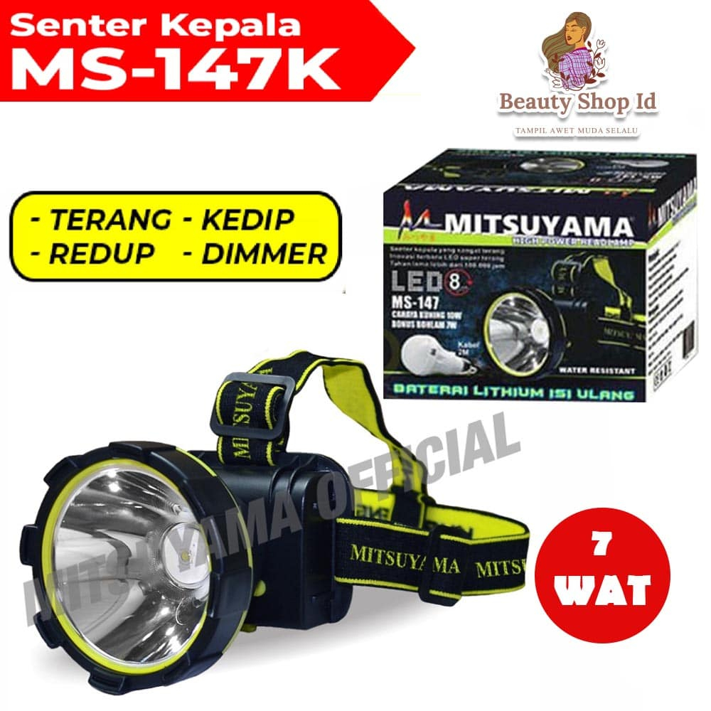 [ READY JKT ] Lampu Kepala Mitsuyama MS147 - Senter LED Tahan Air dengan 4 Mode Pencahayaan