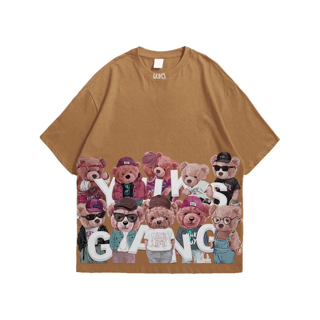 BEAR GANG KAOS OVERSIZE YUKS PRIA WANITA COTTON COMBED 24S TEBAL TSHIRT BIG SIZE BAJU DISTRO ORIGINAL OVERSIZED TANGAN PENDEK