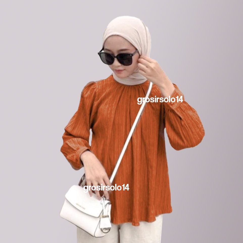 Lady Blouse Crinkle Lidi L XL LD 100 110 Atasan Wanita Lengan Panjang Oversize OOTD Remaja Dewasa 2022