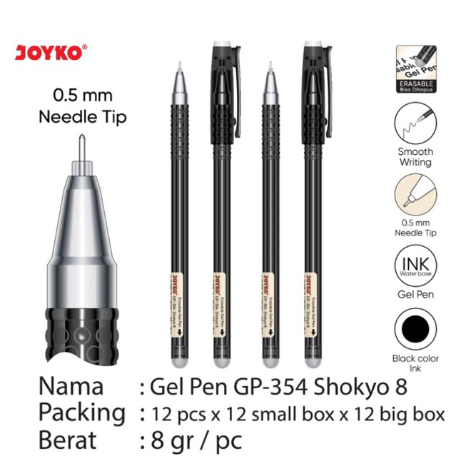 

( 1 pcs ) Shokyo 8 Erasable Gel Pen / Pulpen Gel bisa dihapus Gp-354 GP 354 Shokyo 8 Joyko