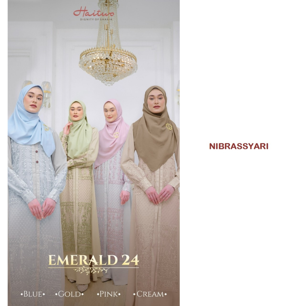 GAMIS HAITWO EMERALD 024 / GAMIS SYARI HAITWO / BAJU MUSLIM MODEL TERBARU / GAMIS MEWAH UNTUK LEBARA