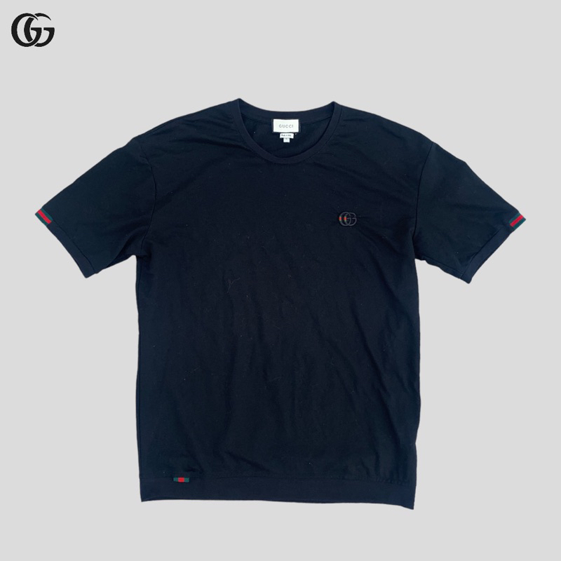 Kaos Tshirt Pria Polos gucci Second Hitam Black