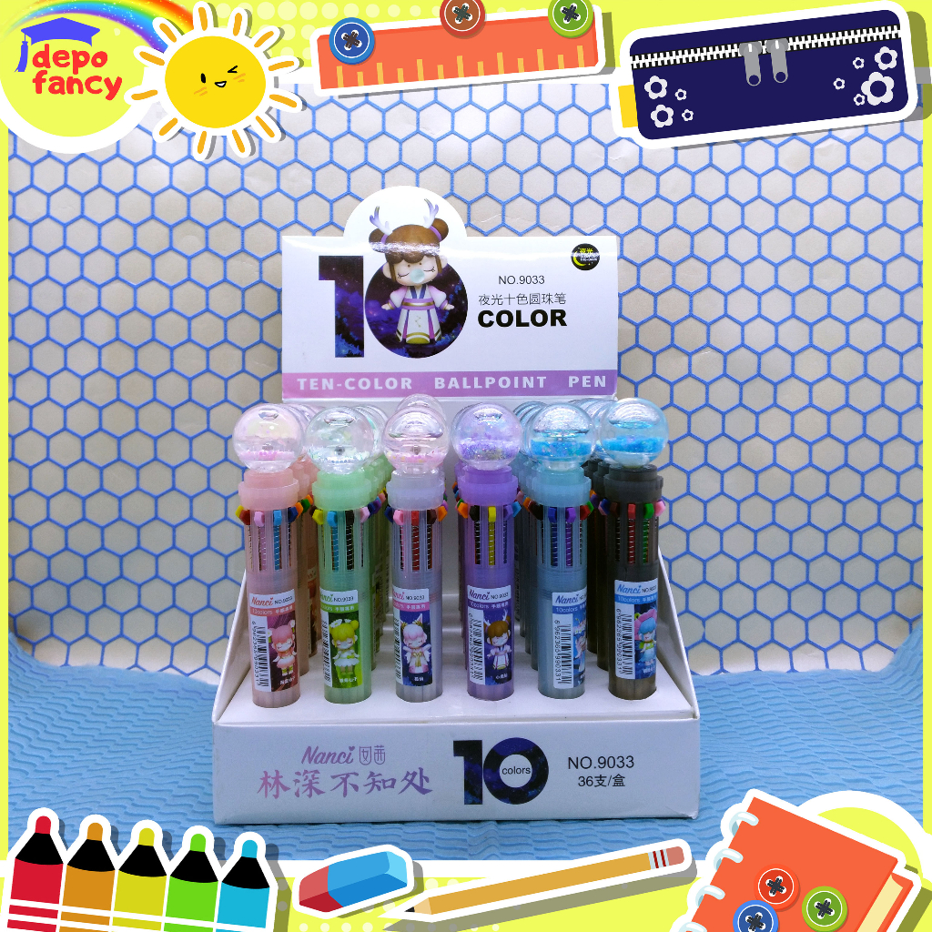 

Bulpen 10 Warna Lucu 9033 Kepala Glitter / Balpen / Pulpen / Bulpoin / Pena / Pen