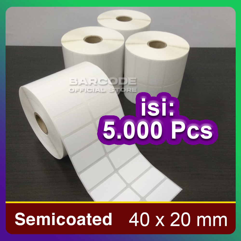 

Label Stiker Semicoat 40x20mm / 40 x 20 / 40x20 mm 2 Line (1 Slop)