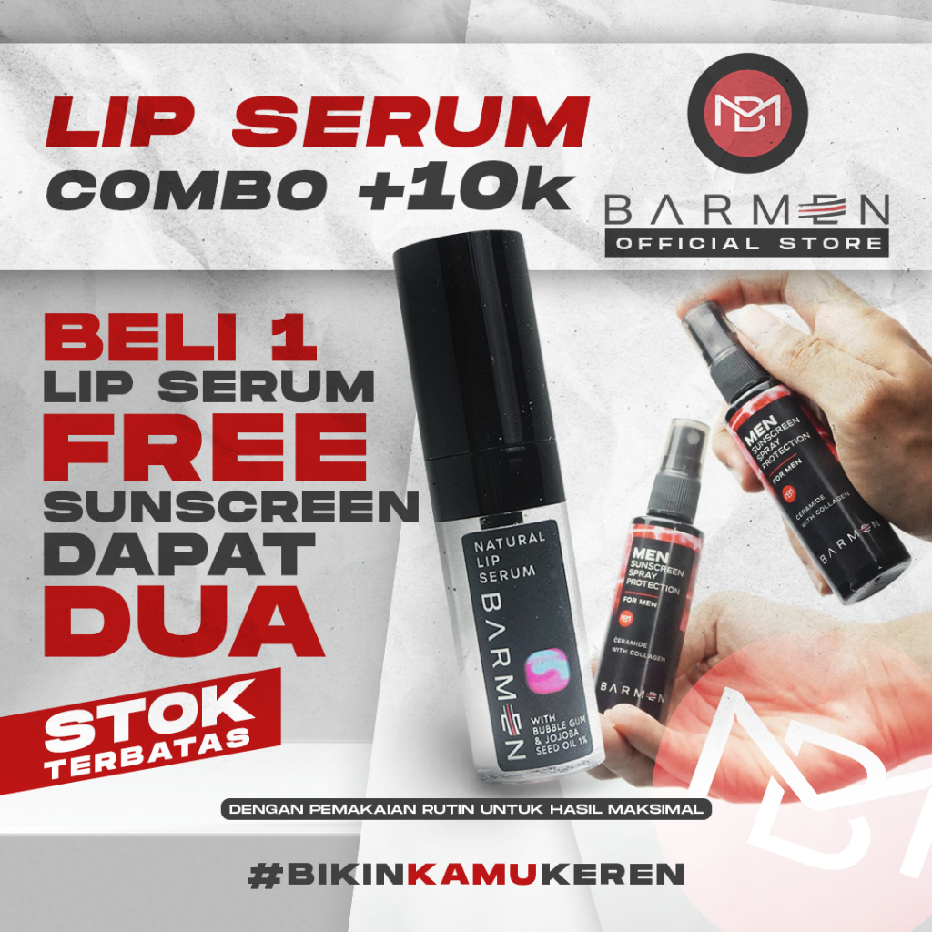 BARMEN Lip Serum Combo + 10kLip Serum Combo Pro Sunscreen Spray Bibir Vitamin Lipbalm